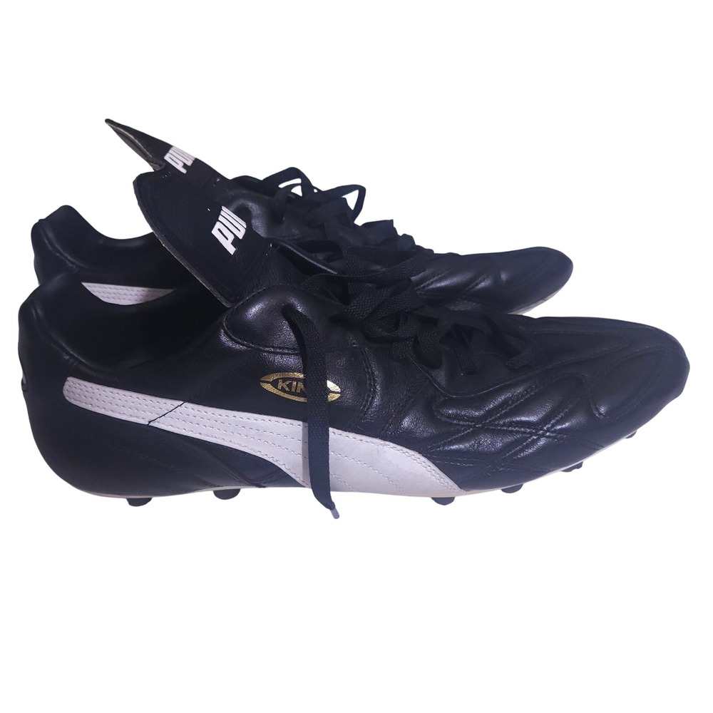 Puma King Top DI FG Mens Size 14 Soccer Cleats Black White Leather 170115-01